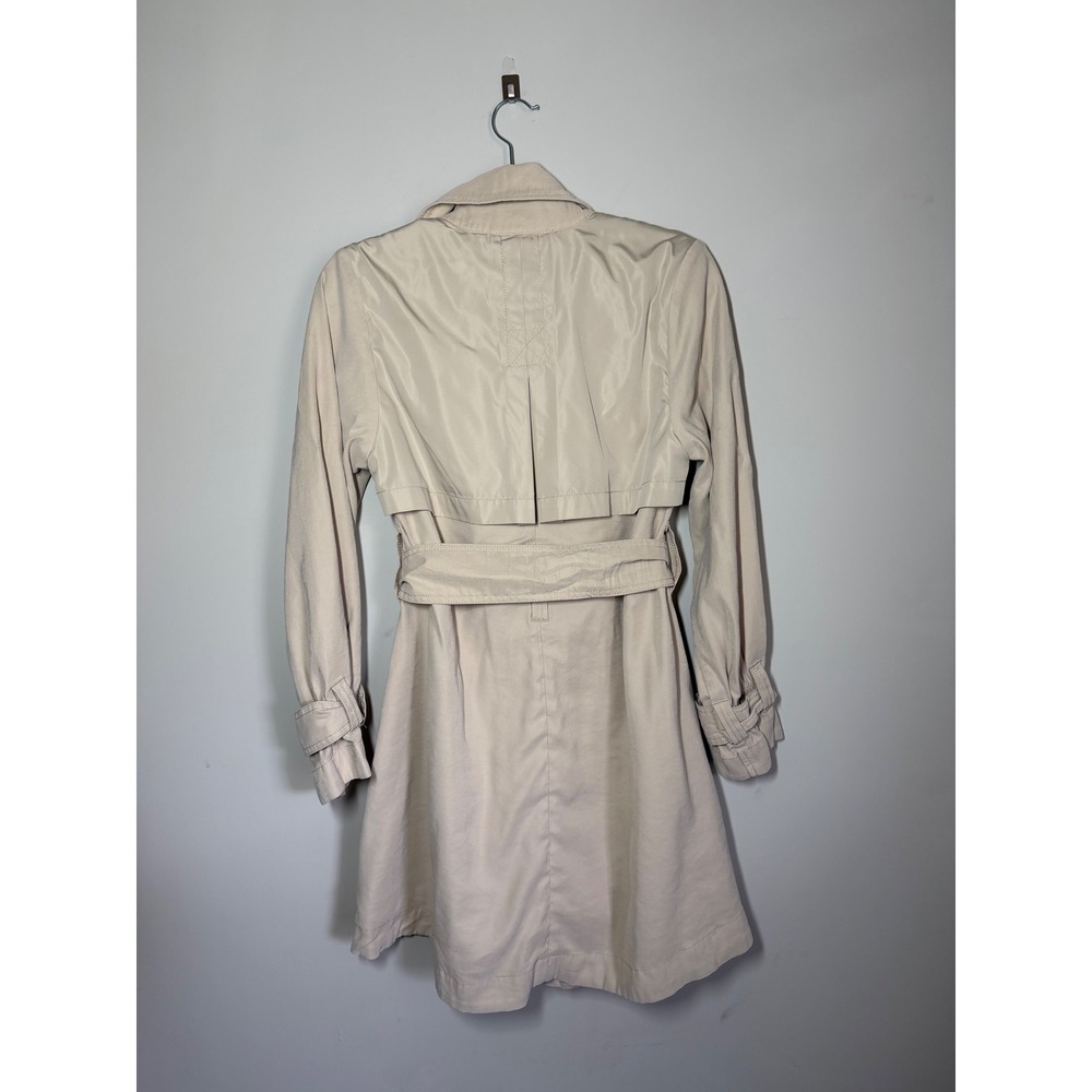 Banana Republic Khaki Beige Double Breasted Belted Trench Coat Womens XS - Picture 7 of 9